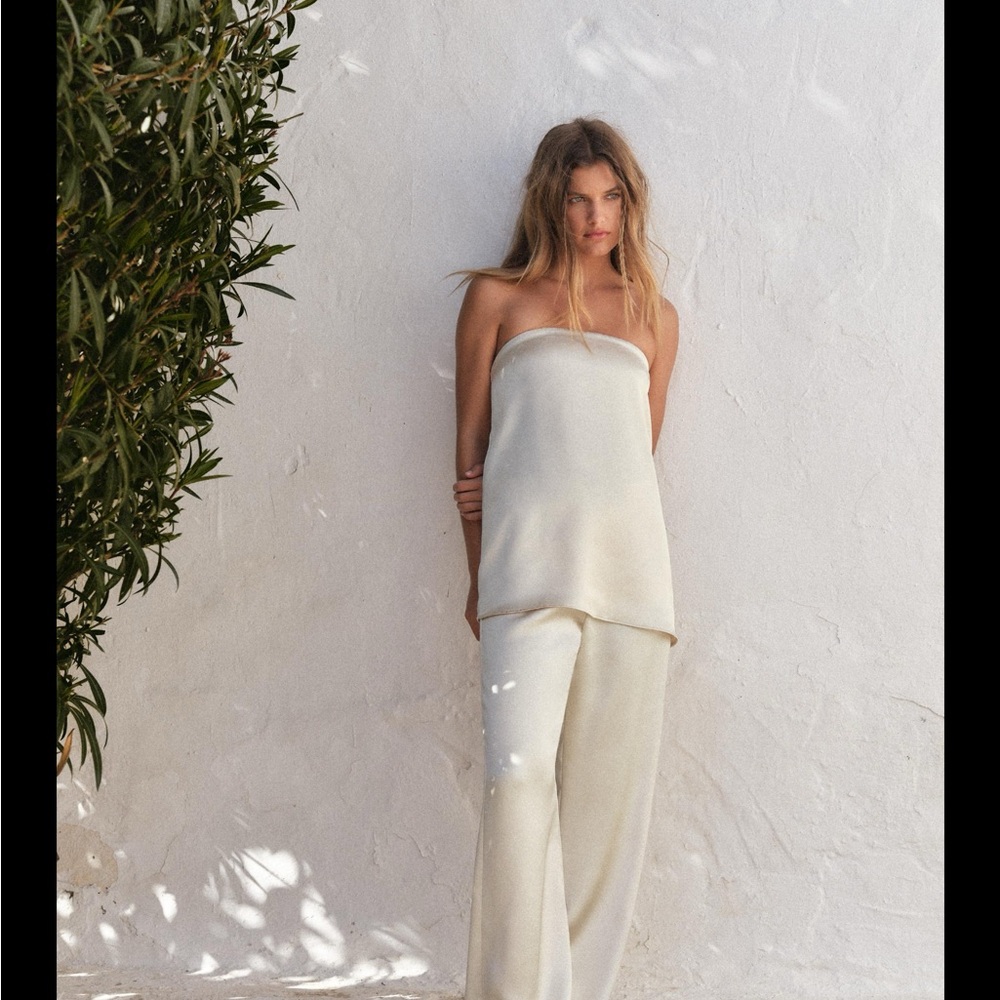 Zara Cream Straight Leg Pants